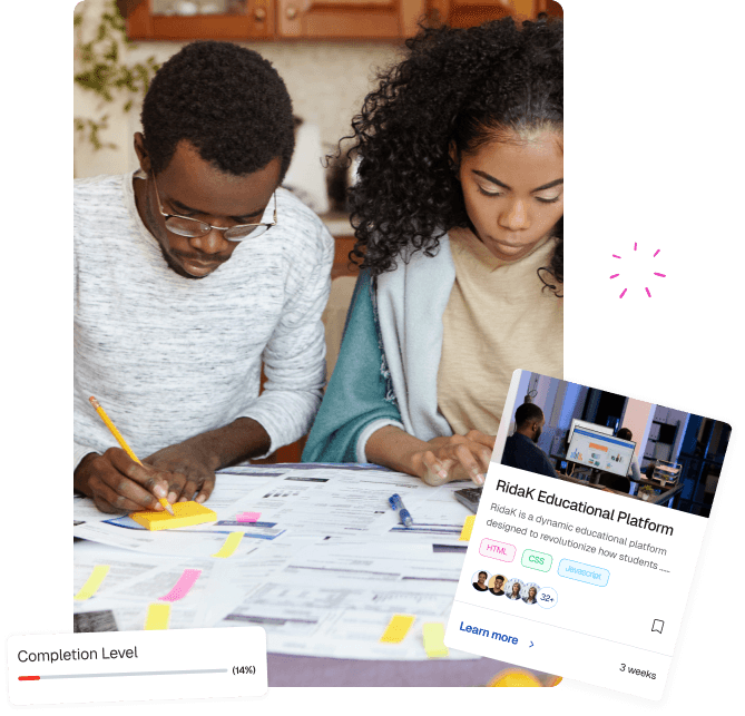 People collaborating on a project for educational development